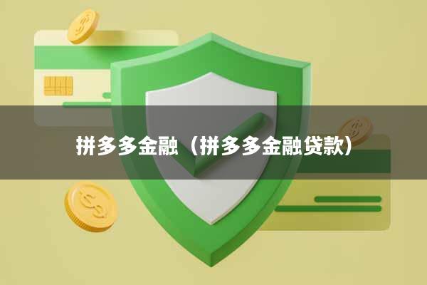 拼多多金融（拼多多金融贷款）